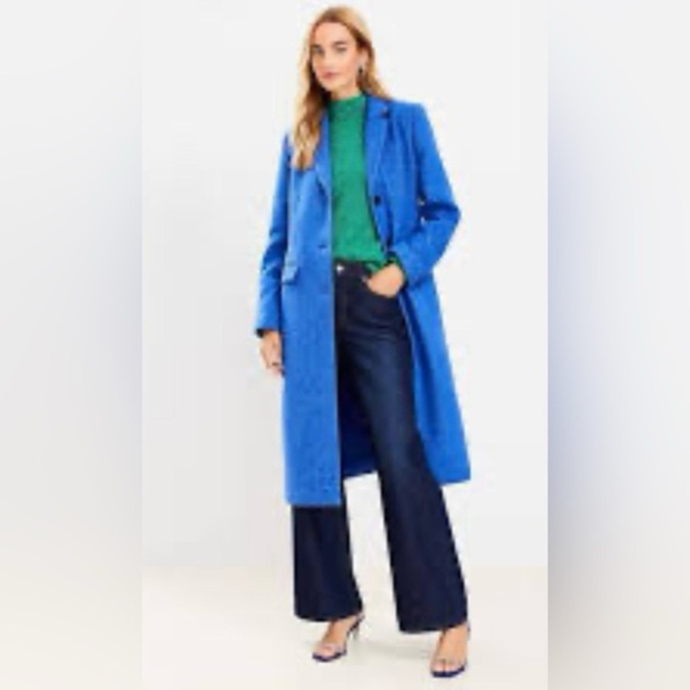 LOFT Blue Wool Blend Long Coat XS